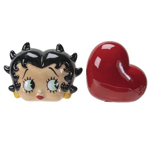Pacific Trading Giftware Betty Boop Head & Heart Ceramic Salt and Pepper Shaker Set American Classic Novelty Collectible