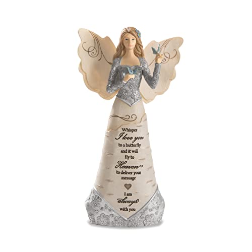 Pavilion Gift Company Whisper I Love Will Fly to Heaven to Deliver Your Message-I Am Always with You 9" Angel Holding Butterfly, 9 Inch, Beige