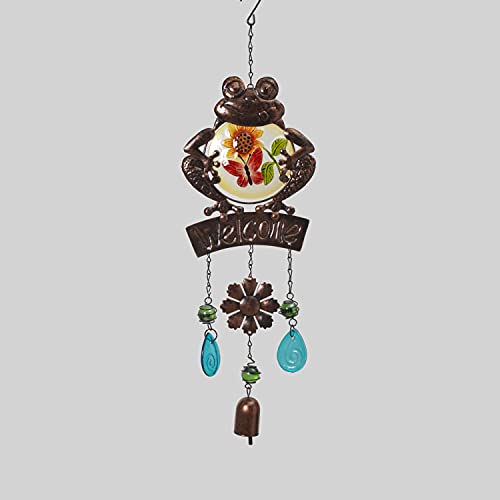 Gerson International 2634300 Metal and Fused Glass Frog Wind Chime, 23-inch Height