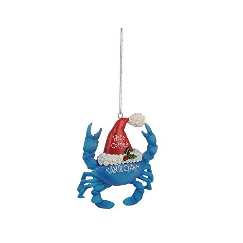 Beachcombers 3.5-inch Resin Santa Claws Blue Crab Hanging Ornament