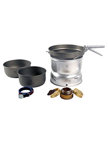 Liberty Mountain Trangia - 25-7 Ultralight Hard Anodized Camping Cookset | Includes: Alcohol Stove, 2 HA Pots, HA Frypan, Upper & Lower Windshield, Pot Gripper, & Strap