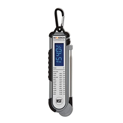 MAVERICK Pro-Temp Commercial Smoker BBQ Probe Meat Thermometer, 5-Inch, White/Gray