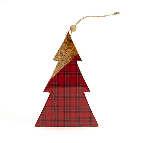 Melrose 84424 Plaid Tree Ornament, 8-inch Height, Wood