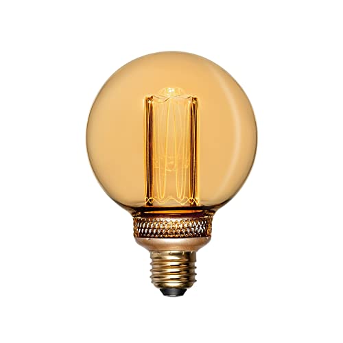 Next Glow Vintage Globe led Light Bulbs G25 G80 3.5W Eq 20W E26 led Bulb Base, Dimmable, Soft Warm Amber Light Bulbs, 120 Lumen Round Decorative Light Bulb for Home, Vanity, Kitchen, Restaurant