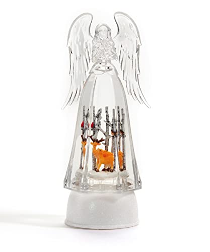 Giftcraft 683595 Christmas Reindeer and Birds LED Angel Water Lantern, 10.25-inch Height, Polystyrene, Oil and Resin