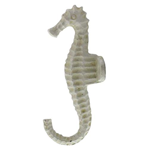 HomArt AREOhome 21006-6 Seahorse Wall Hook, Antique White, 5-Inch Height, Cast Iron