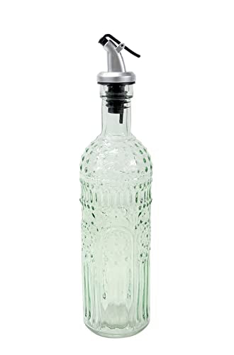 Grant Howard Etrusco Embossed Glass Oil and Vinegar Cruet with Pourer, 16 oz, Translucent