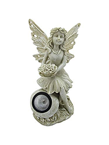 Comfy Hour Faith and Hope Collection Resin 12" Praying Angel with Flower Basket Solar Light Garden Statue