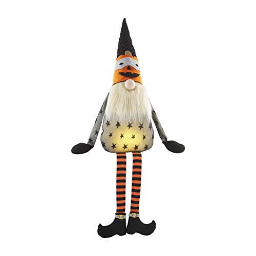 Mud Pie Light-Up Dangle Arm Pumpkin Gnome, 38" x 7.75", Acrylic and Polyester