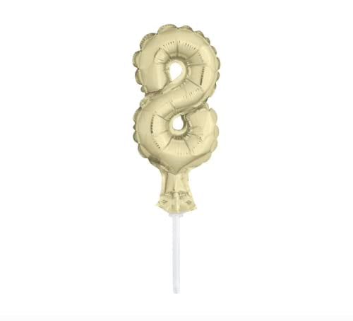Unique Industries Unique 57268 Gold Foil Number 8 Party Balloon Cake Topper 1 ct 5"