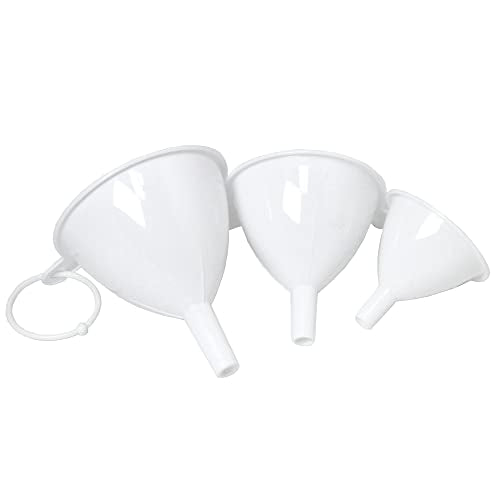 Chef Craft Classic Plastic Funnel Set, 2.5 to 3.75 inch 3 Piece, White