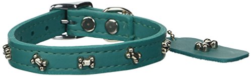 OmniPet Signature Leather Dog Collar with Bone Ornaments, Jade, 12"