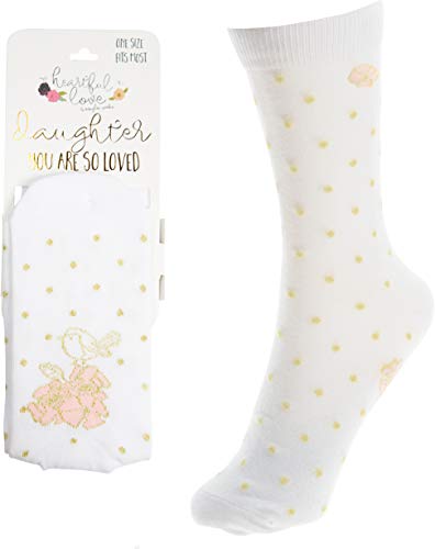 Pavilion - Daughter You Are So Loved - Gold Polka Dot Floral Butterfly Gift Socks
