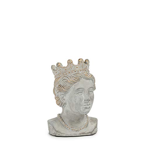 Abbott Collection  27-QUEEN-200-XS Extra Small Queen Head Planter, Grey/Gold