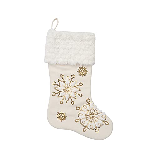 Comfy Hour Let It Snow Collection 18"x11" Snowflakes Stocking Xmas Decoration, Polyester