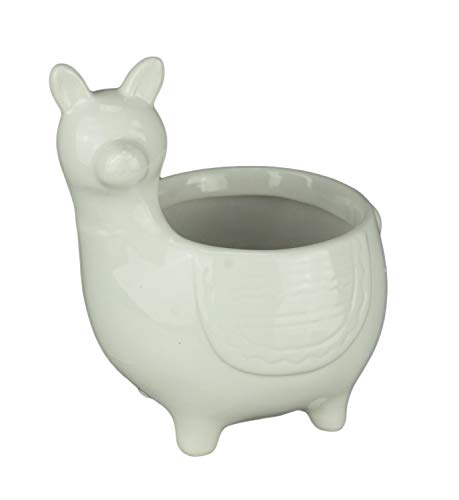 Napco White Ceramic Standing Llama Planter Statue