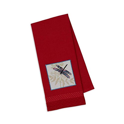 DII Design Imports Dragonfly Embellished Dishtowel Red