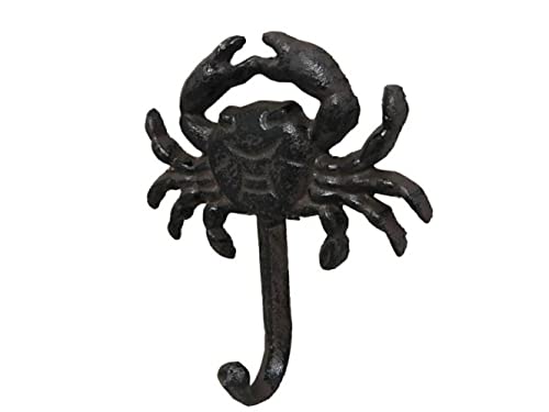 Hampton Iron Handcrafted Model Ships Cast Iron Wall Mounted Crab Hook 5 - Decorative Hook - Beach Coastal Decor