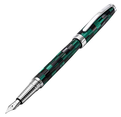 Xezo Urbanite II Retro-Style Serialized Fine Point Fountain Pen in Ocean Teal Color. No Two Alike