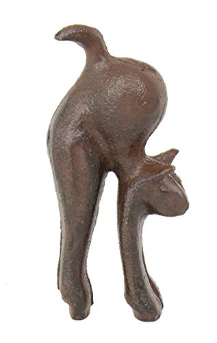 Upper Deck Cast Iron Arched Fraidy Cat Statue 4.75" Tall Rustic Finish