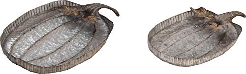 Transpac Metal Silver Harvest Pumpkin Set of 2 Novelty tray, One Size