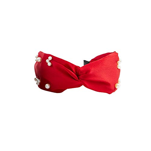 Mud Pie Women's Pearl Twist Knot Headband, Burgundy, One Size