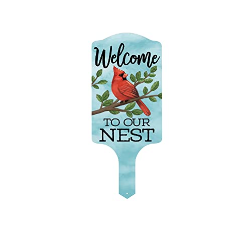Carson Home 11949 Welcome to Our Nest Garden Stake, 15.5-inch Length, UV Printed and Powder Coated Metal