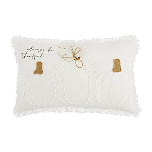 Mud Pie White Pumpkin Pillow, Always be Thankful