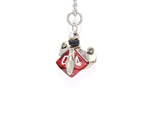 Chessex Pendant Old Silver Finish Blade Claw, Dice Holder Necklace with D10 Dice