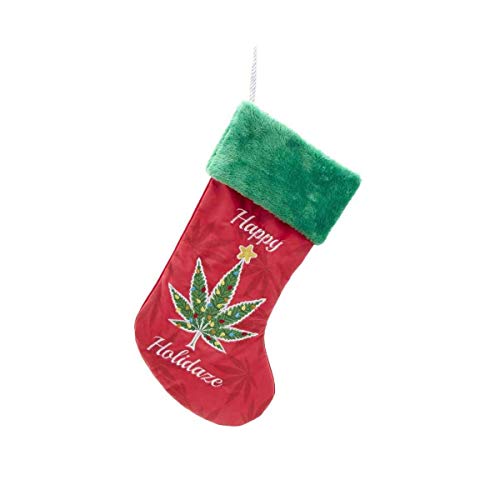 Kurt Adler SG0233 Happy Holidaze Cannabis Stocking, 18-inch High, Polyester