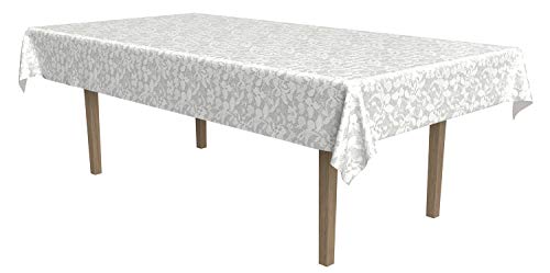 Beistle Masterpiece Plastic Lace Rectangular Tablecover (white) Party Accessory  (1 count) (1/Pkg)