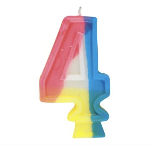 Unique Industries Rainbow Number 4 Birthday Candle, 1 Ct.
