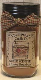 Thompson's Candle Super Scented Honey Bourbon Jar Candles Small Mason Jar candle- Burns 55 Hours, 12 Ounce