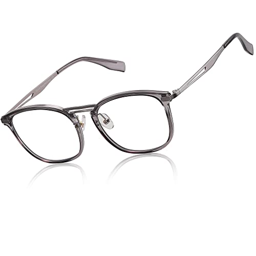 DUCO Blue Light Blocking Glasses For Men Blue Ray Glasses Oversized Computer Glasses Retro Square Fashion Eyeglasses Grey 5223