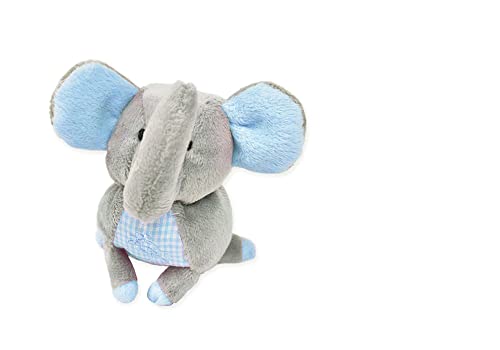 CocoTherapy Oscar Newman Elephant Safari Baby Pipsqueak Animal Tiny Toys for Dogs, 7-inch Length Blue