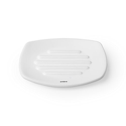 Umbra Corsa Soap Dish Container For Bathroom  Charcoal Oval Matte Ceramic Soap Bar Holder For Bath Sink - Nicely Fits In Amenity Tray and Holds Soap Bar Preventing It From Dirt & Ensures Zero Waste