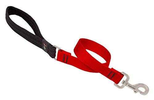 Lupine Pet Traffic Leash by Lupine in 1" Wide Red 2-Foot Long with Padded Handle