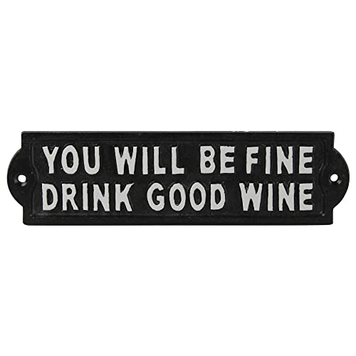 HomArt Drink Good Wine Sign, 8.50-inch Length, Cast Iron