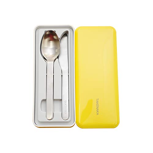 CUTLERY CASE A set of Fork, Knife, and Spoon, Eco-Friendly Lunch Accessory, Made in Japan, Takenaka Bento Box (Lemon Zest)