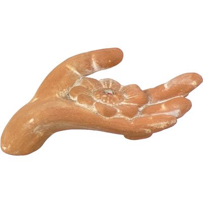 Kheops International New Age Source The Ceramic Incense Holder Lotus Hand Terra Cotta Each