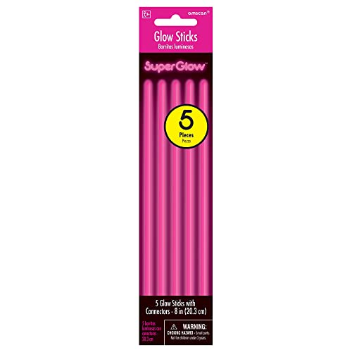 Amscan 315815.1 8" Pink Glow Sticks, Party Accessory, 5 pieces