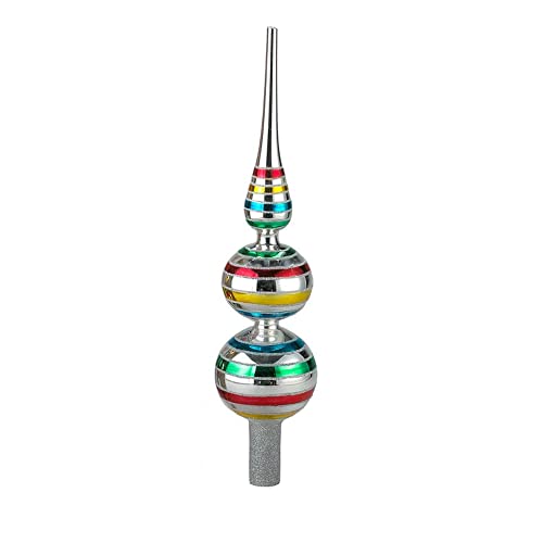 Early Years Glass Multi-color Finial Tree Topper Set OF 2 by Kurt Adler