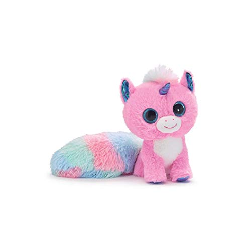 burton + BURTON 9741075 Pink Unicorn with Long Rainbow Fur Tail Plush Toy, 15-inch Depth