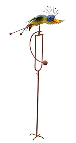Continental Art Center CAC14838 Rustic Metal Balancer with Kinetically Moving Wings Single Peacock