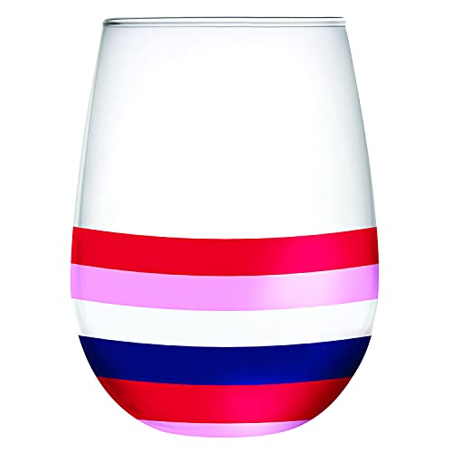 Creative Brands Slant Collections Patriotic Stemless Wine Glass, 20-Ounce, Stripes