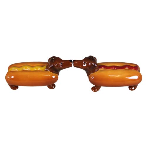 Pacific Trading Giftware Happy Hot Dogs Daschund Salt and Pepper Shaker Set S/P