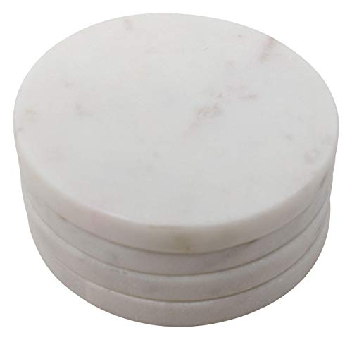Boston Warehouse Whaite Marble Round Coasters Set of 4