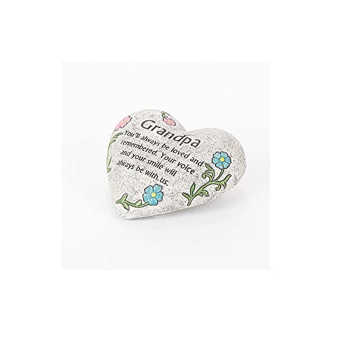 Gerson International Grandma Heart Stone with Color, 6-inch Length, Cement