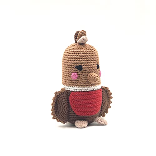 Pebble Fair Trade Handmade Crochet Cotton Robin Rattle