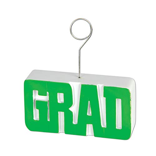 Beistle Graduate Photo/Balloon Holder, Green/White
